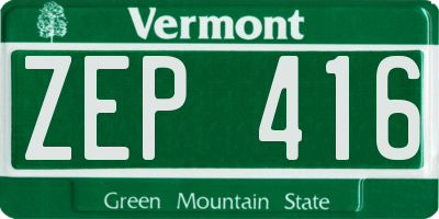 VT license plate ZEP416