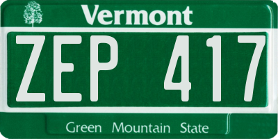 VT license plate ZEP417