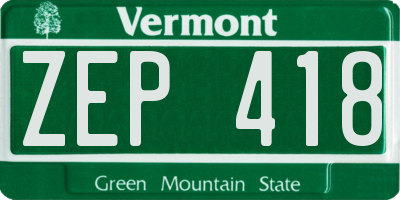 VT license plate ZEP418
