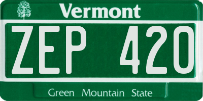 VT license plate ZEP420