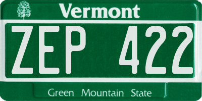 VT license plate ZEP422