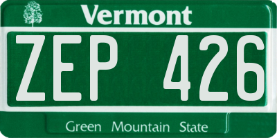 VT license plate ZEP426