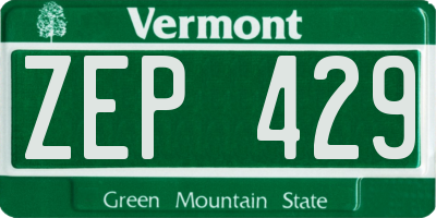 VT license plate ZEP429