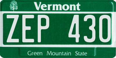 VT license plate ZEP430