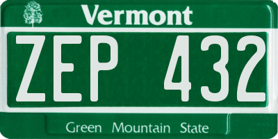 VT license plate ZEP432