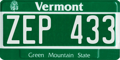 VT license plate ZEP433