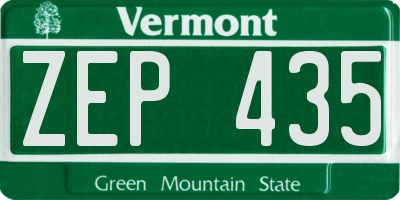VT license plate ZEP435