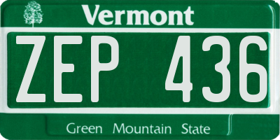 VT license plate ZEP436