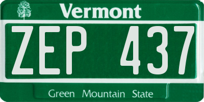 VT license plate ZEP437