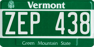 VT license plate ZEP438