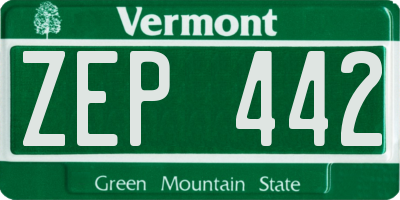 VT license plate ZEP442
