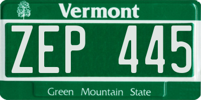 VT license plate ZEP445