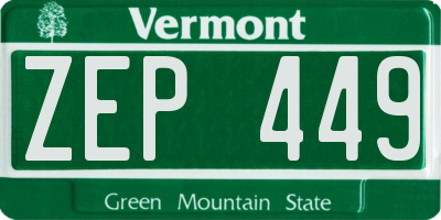 VT license plate ZEP449