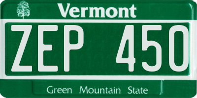 VT license plate ZEP450