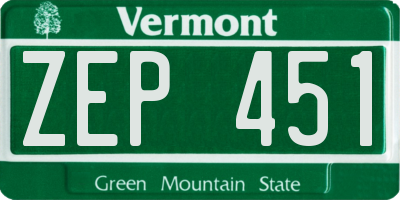 VT license plate ZEP451