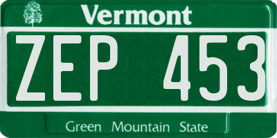 VT license plate ZEP453