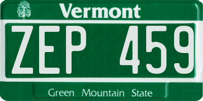 VT license plate ZEP459