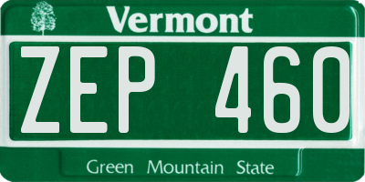 VT license plate ZEP460