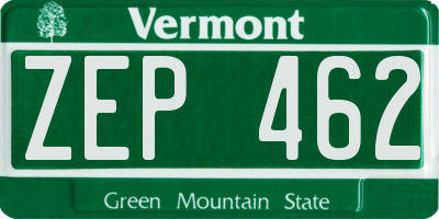 VT license plate ZEP462