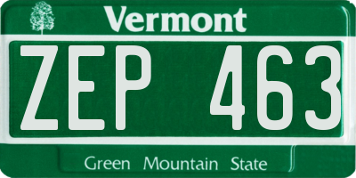 VT license plate ZEP463