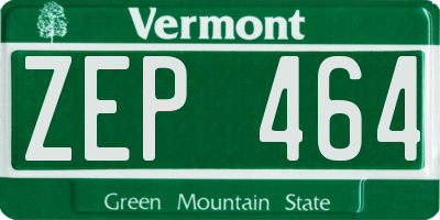 VT license plate ZEP464