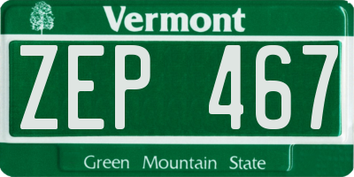 VT license plate ZEP467