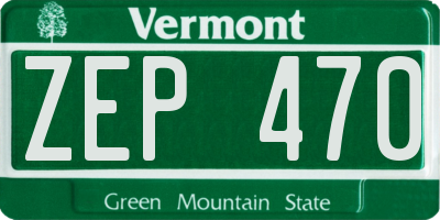 VT license plate ZEP470