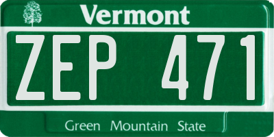 VT license plate ZEP471