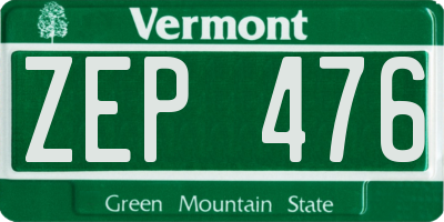 VT license plate ZEP476