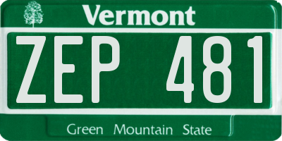 VT license plate ZEP481