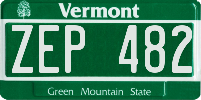 VT license plate ZEP482