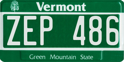VT license plate ZEP486