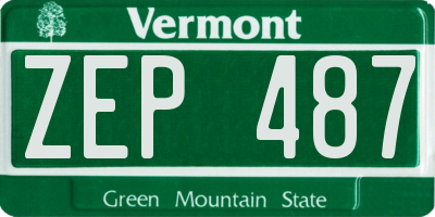 VT license plate ZEP487