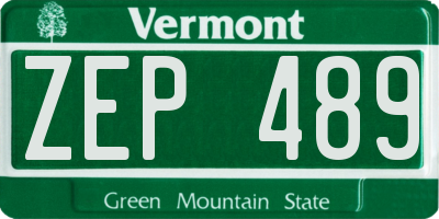 VT license plate ZEP489