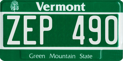 VT license plate ZEP490