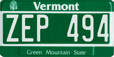 VT license plate ZEP494