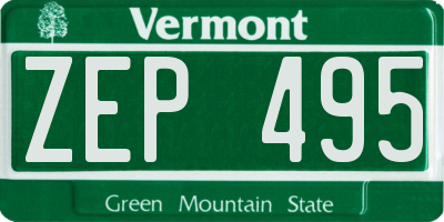 VT license plate ZEP495