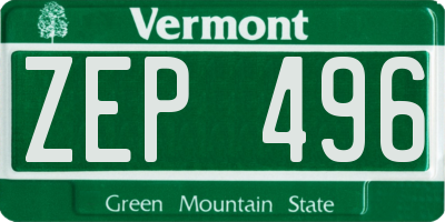 VT license plate ZEP496