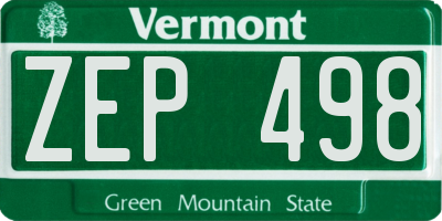 VT license plate ZEP498
