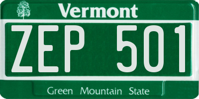 VT license plate ZEP501