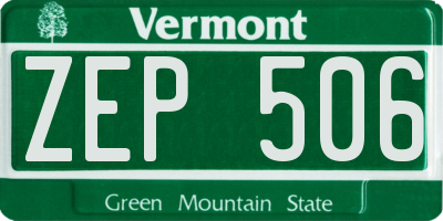 VT license plate ZEP506