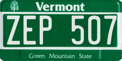 VT license plate ZEP507