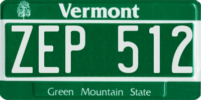 VT license plate ZEP512