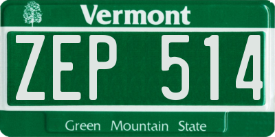 VT license plate ZEP514