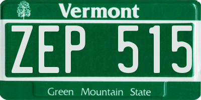 VT license plate ZEP515