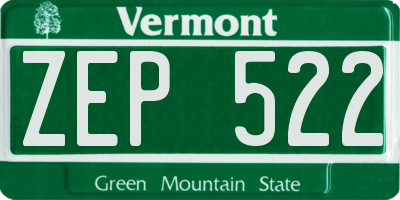 VT license plate ZEP522