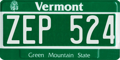 VT license plate ZEP524