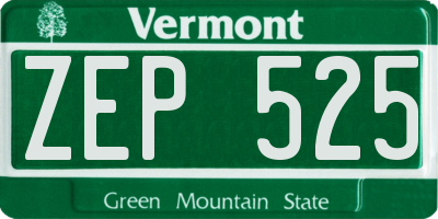VT license plate ZEP525
