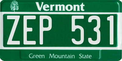 VT license plate ZEP531