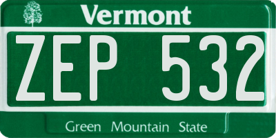 VT license plate ZEP532